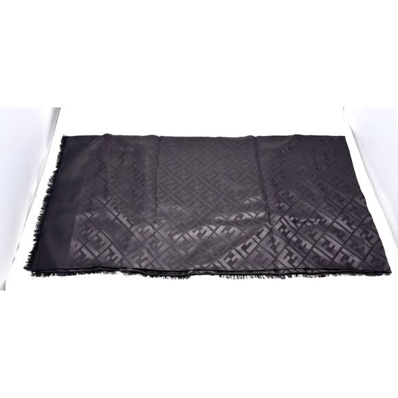 FENDI FF Zucca Monogram Shawl Wrap Scarf Silk/Wool NWT - Picture 3 of 8